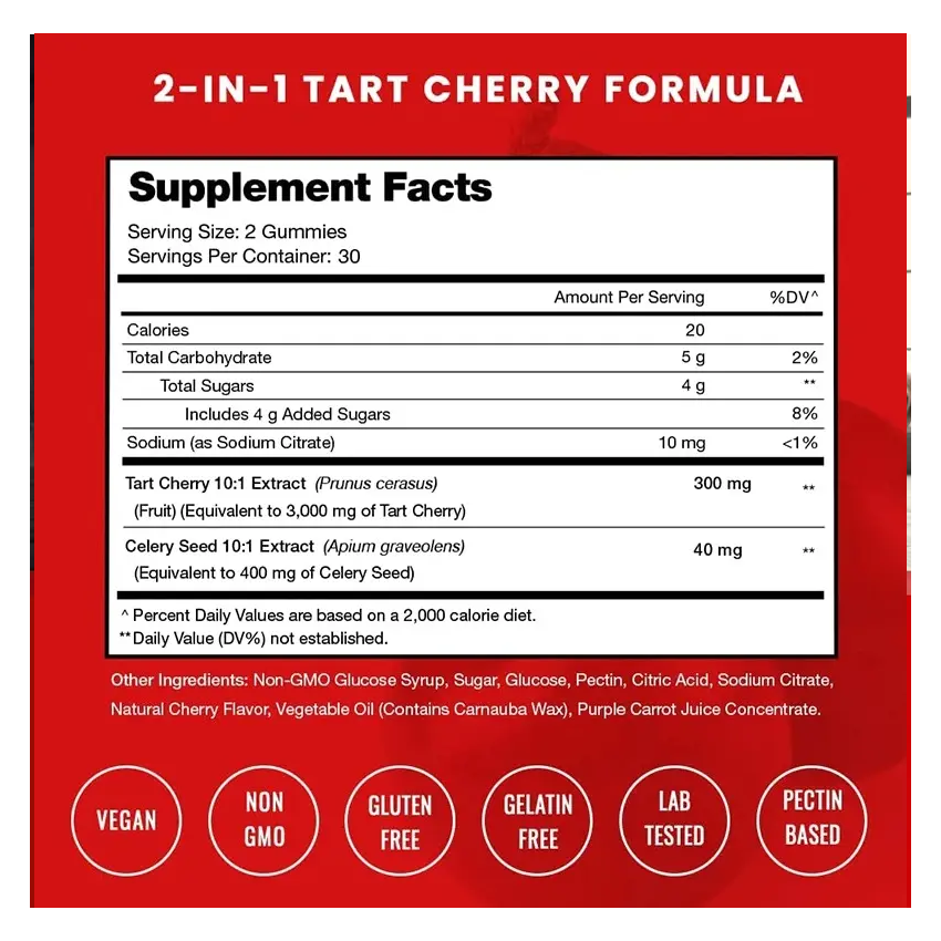 Acerola Bio Tart Cherry Vitamina C 3000mg Organica 60 Cherry-6