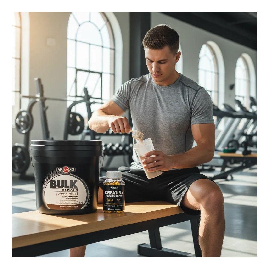Musashi Proteina Bulk Mass Gain Whey Protein 5 Lbs  Chocolate + Creatina 5000mg-2