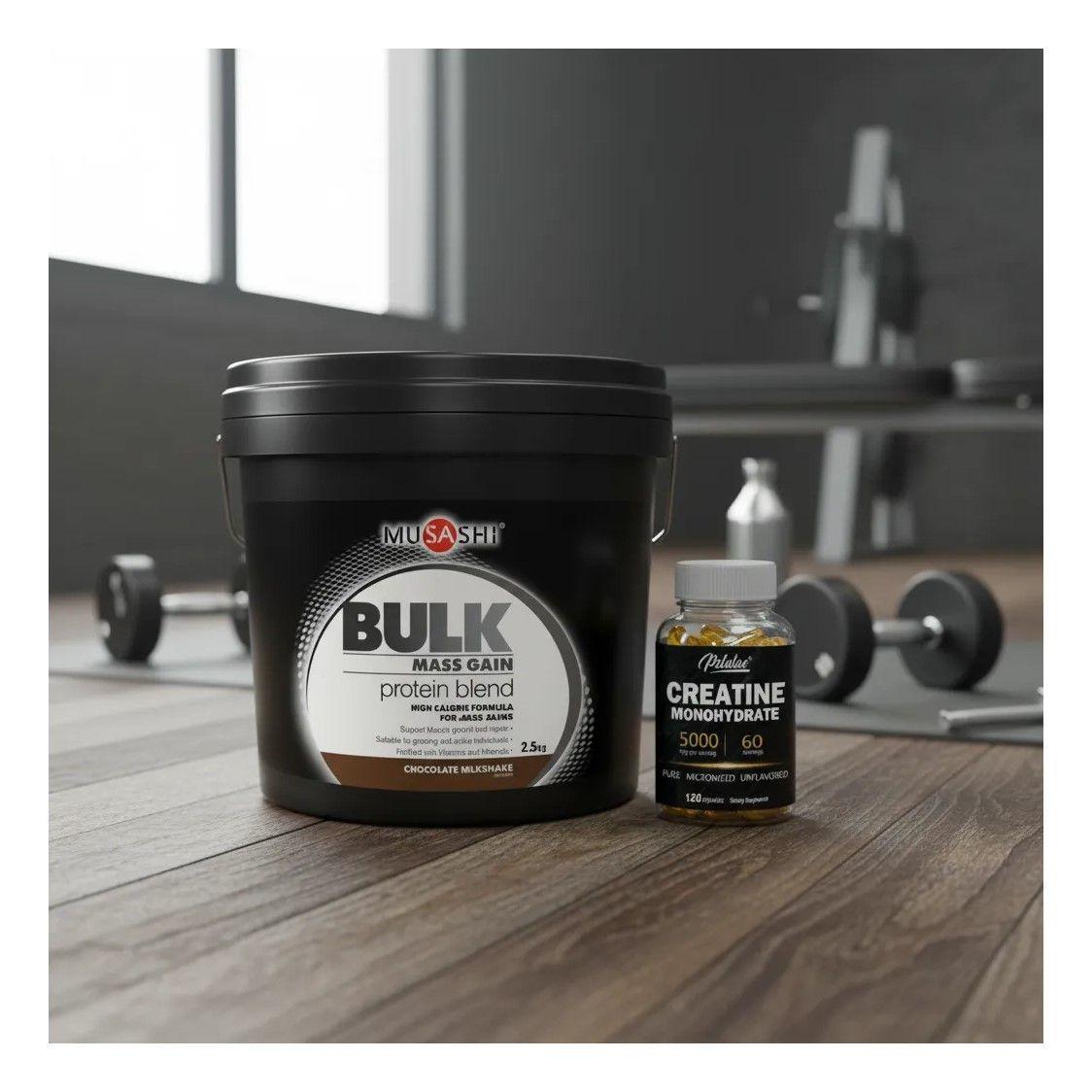 Musashi Proteina Bulk Mass Gain Whey Protein 5 Lbs  Chocolate + Creatina 5000mg-3