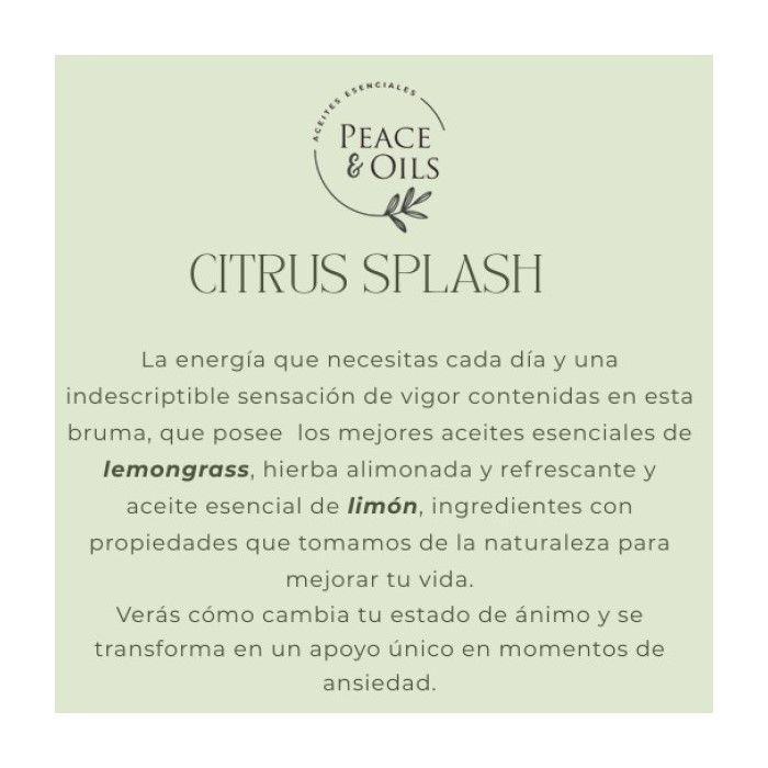 Bruma Aromatizante Espacios Peace & Oils Spray 500ml Fragancia Citrus Splash-2