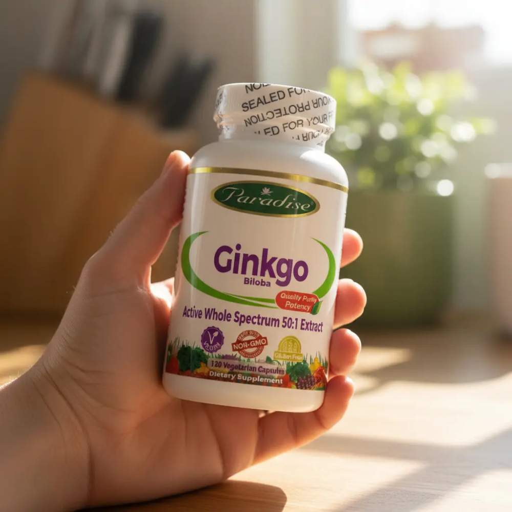 Ginkgo Biloba Paradise Herbs 3000mg Concentracion 50:1 Potente Antioxidante 120 Capsulas Vegetales-2
