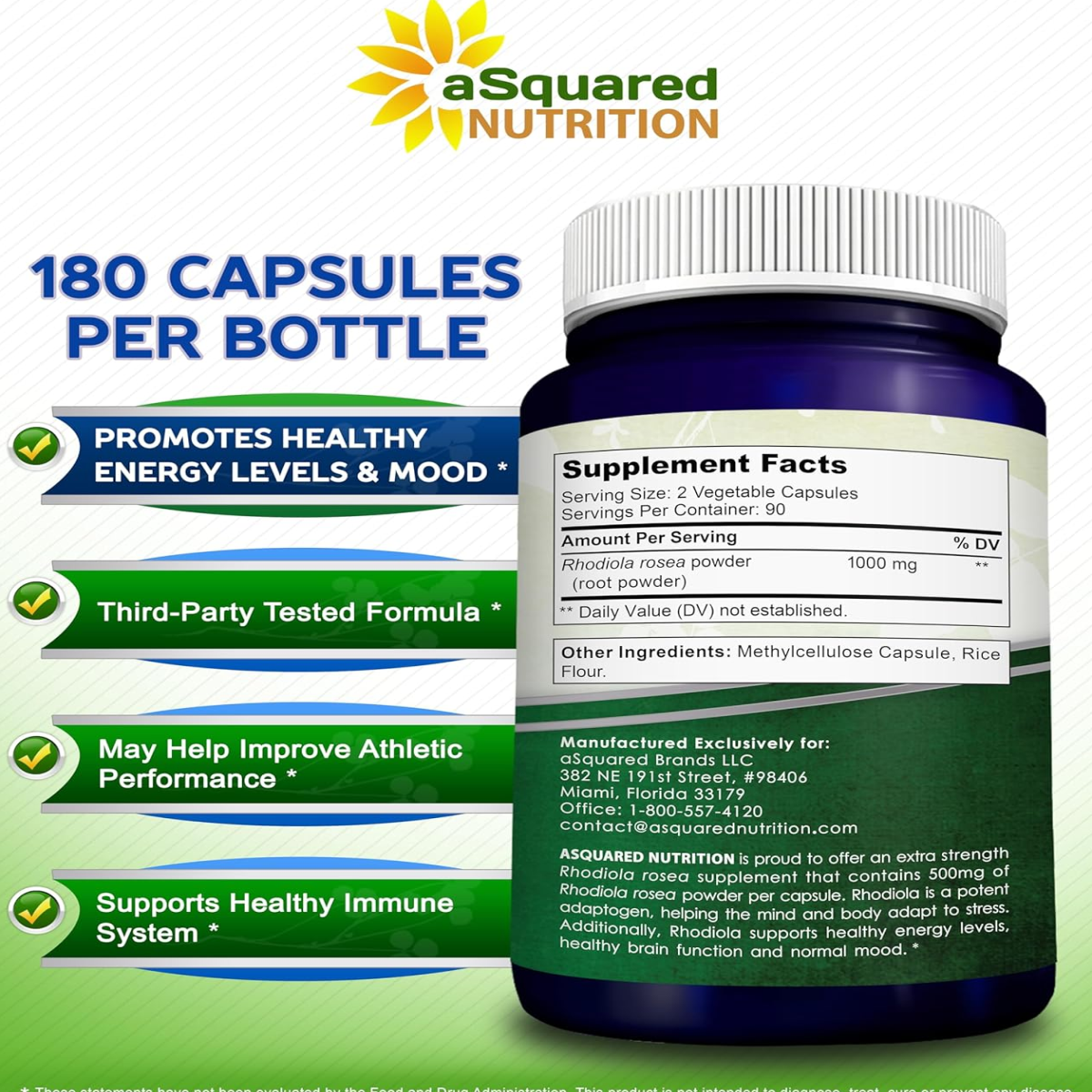 Rhodiola Rosea 1000mg Ultra Strength Adaptogen Potente Antioxidante 120 caps-5