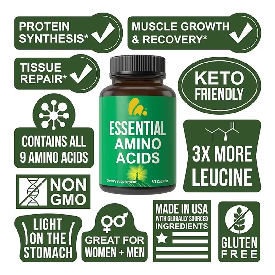 Aminoacidos Esenciales Amino EAA Crecimiento Muscular 2100mg 60 caps-5