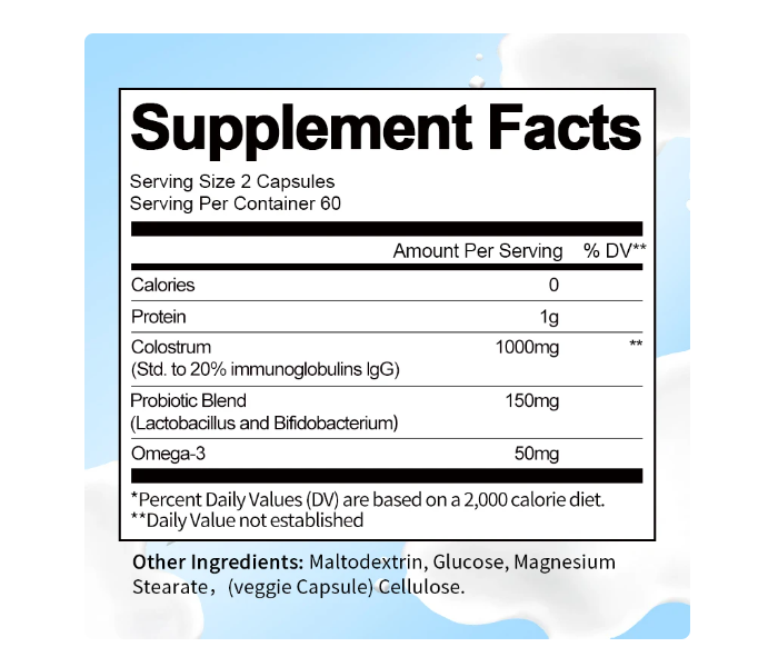 Super Colostrum 1000mg Para Potenciar Todo El Sistema Inmune 120 Veg Caps-6