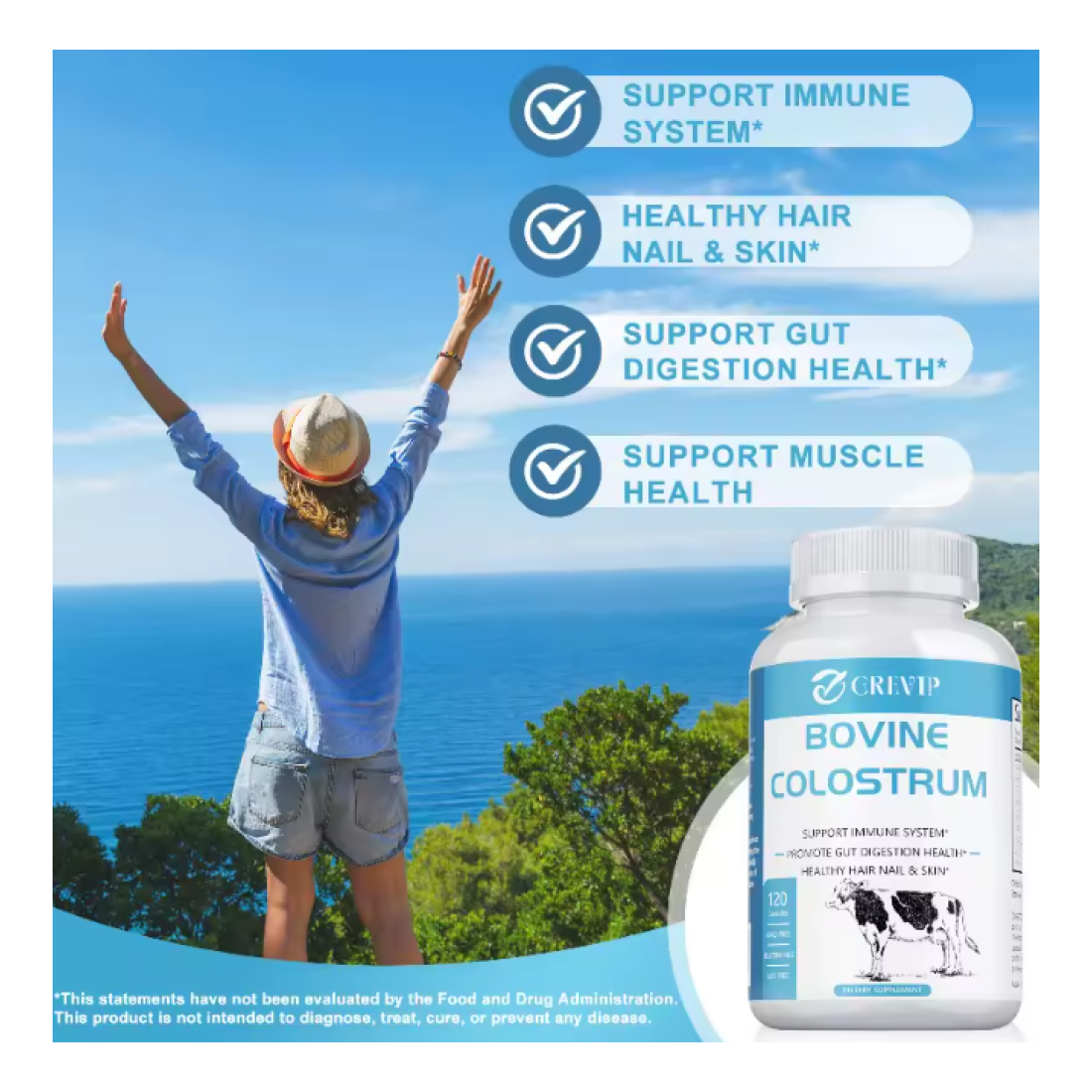 Super Colostrum 1000mg Para Potenciar Todo El Sistema Inmune 120 Veg Caps-7