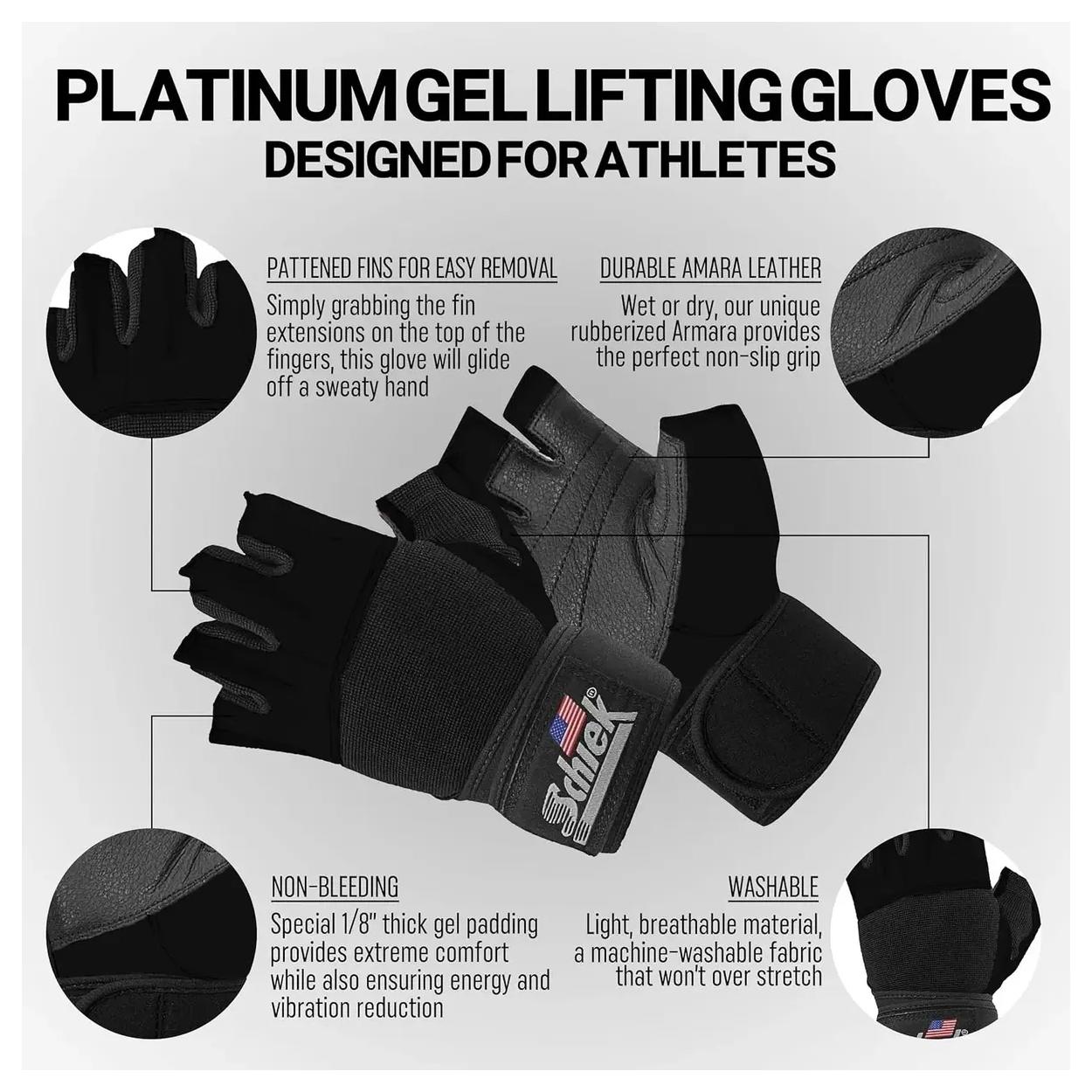 Guantes De Gimnasio Para Pesas Schiek 540 Platinum Series Talla M-2