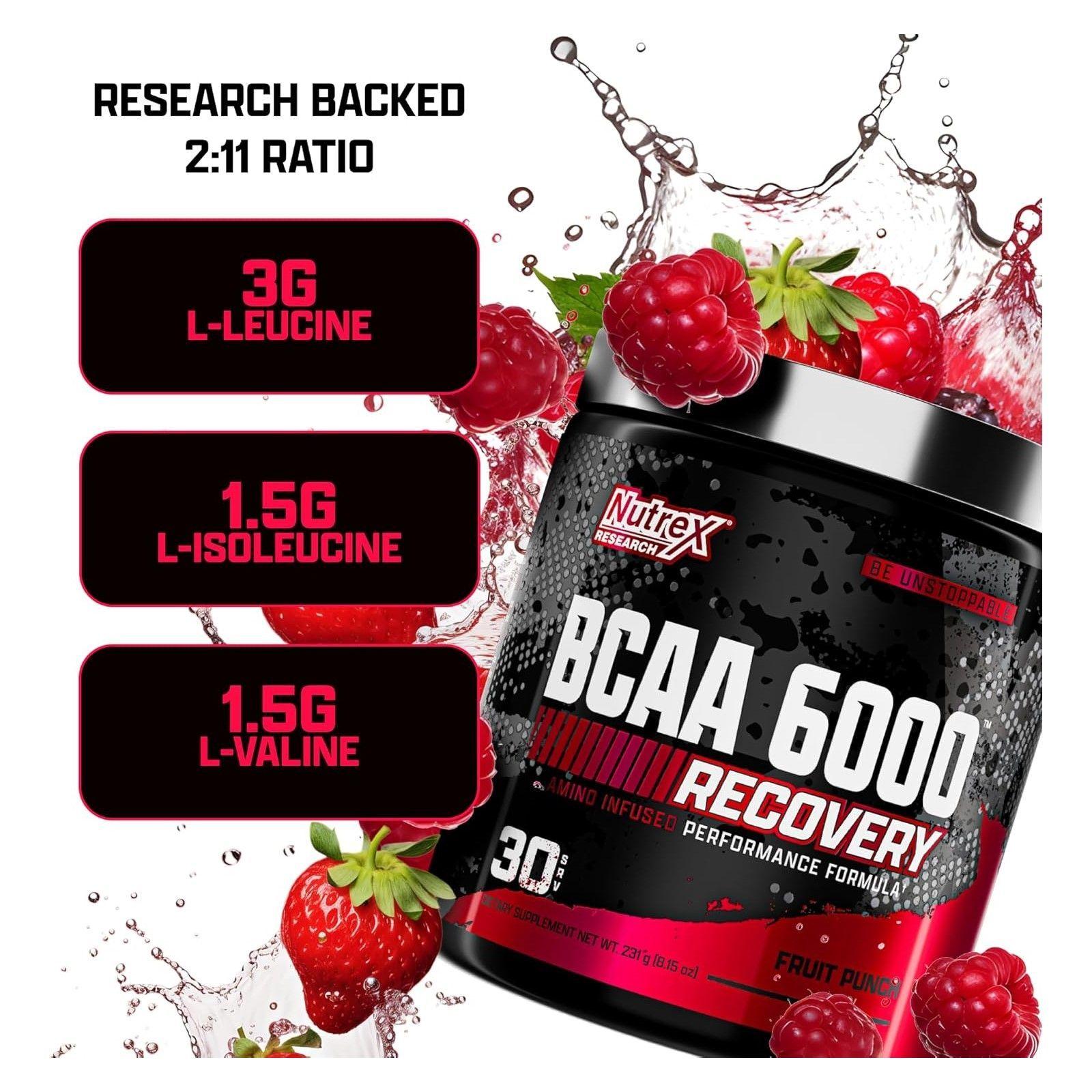 Bcaa 6000 Recovery Nutrex Aminoacidos 231gr En Polvo Fruit Punch-3