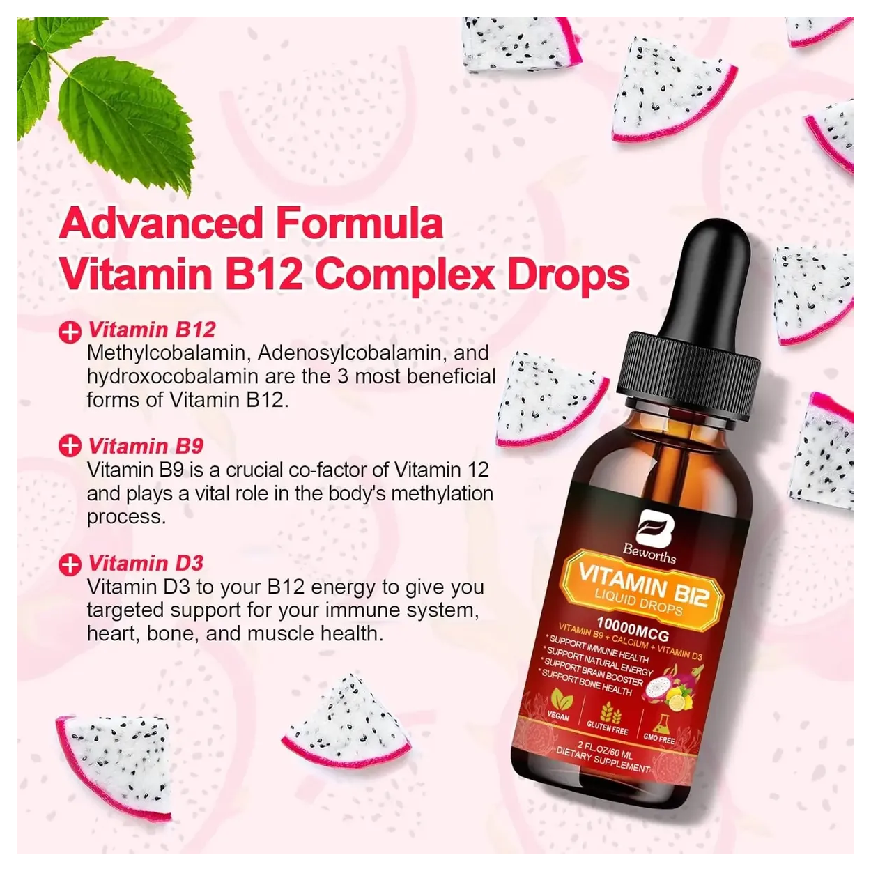 Beworths B12 Vitamina B12 Liquida Sublingual 10000mcg 60ml-2