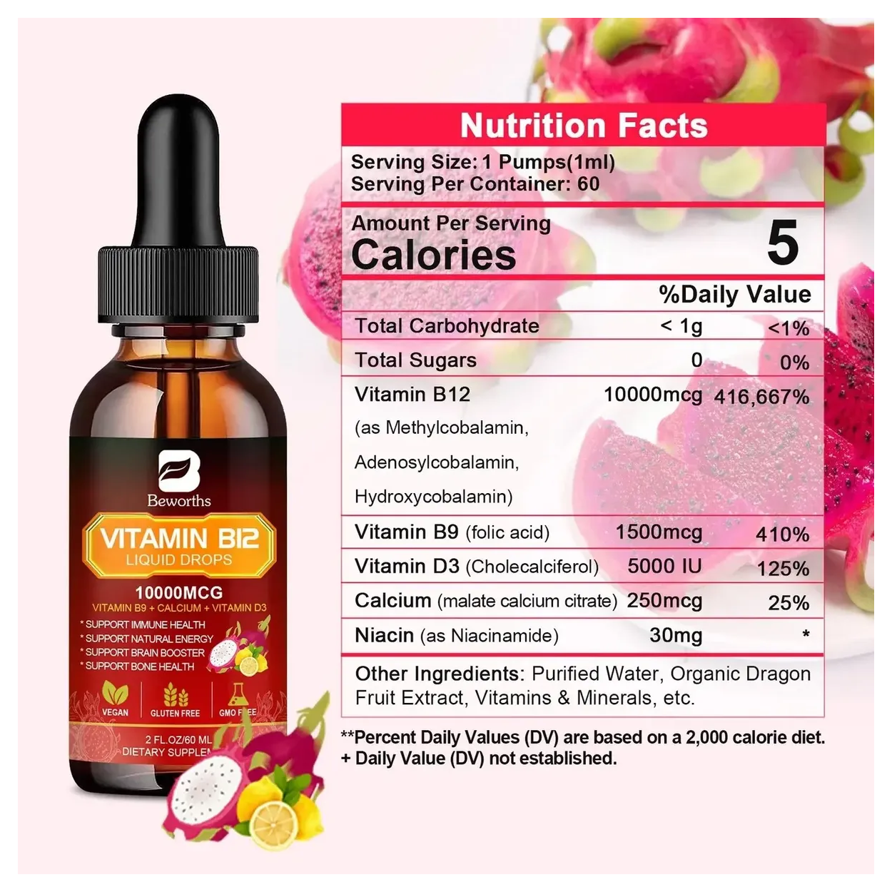 Beworths B12 Vitamina B12 Liquida Sublingual 10000mcg 60ml-6