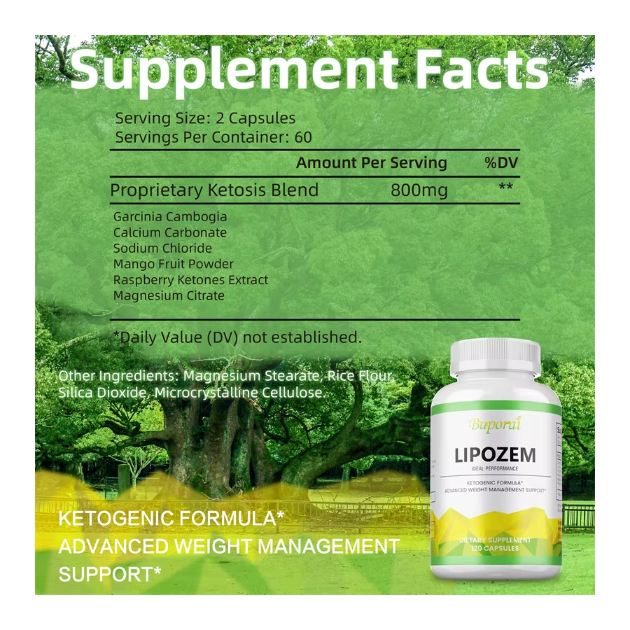 Quemador de Grasas Lipozem Garcinia Cambogia Cetonas de Frambuesa Acelera el Metabolismo Ketosis-6