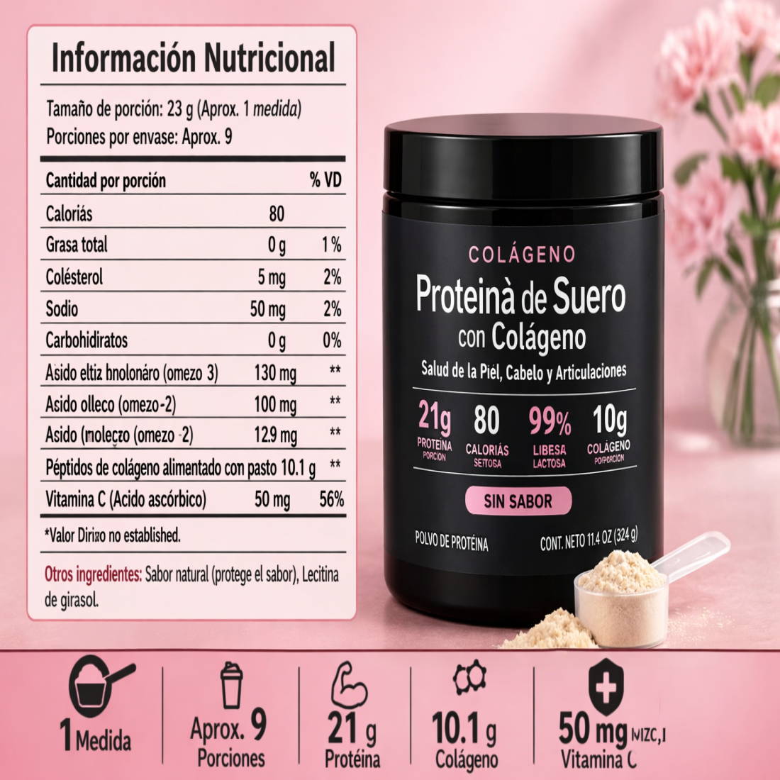Collagen Whey Protein Isolate Proteina Peptidos De Colageno Salud Articular 200gr -5