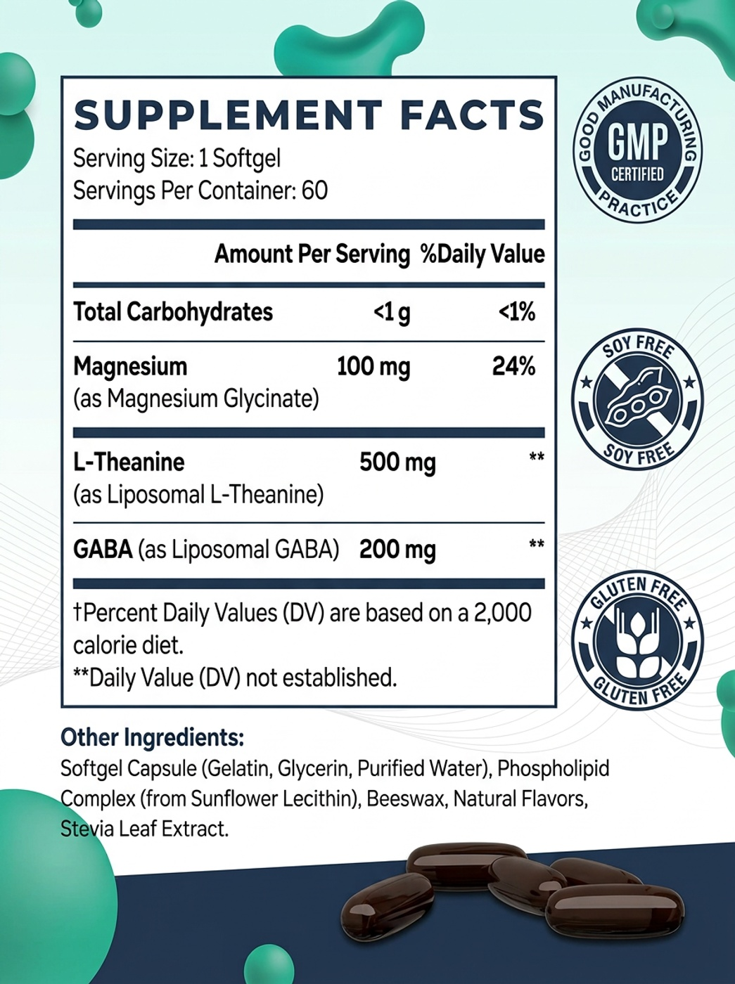 L-teanina Liposomal Glicinato De Magnesio 800mg 60 Softgel-7