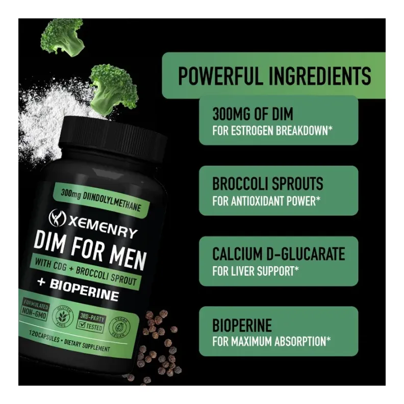 Xemenry Dim For Men 300mg + Bioperine Brocoli 120 Cápsulas-3