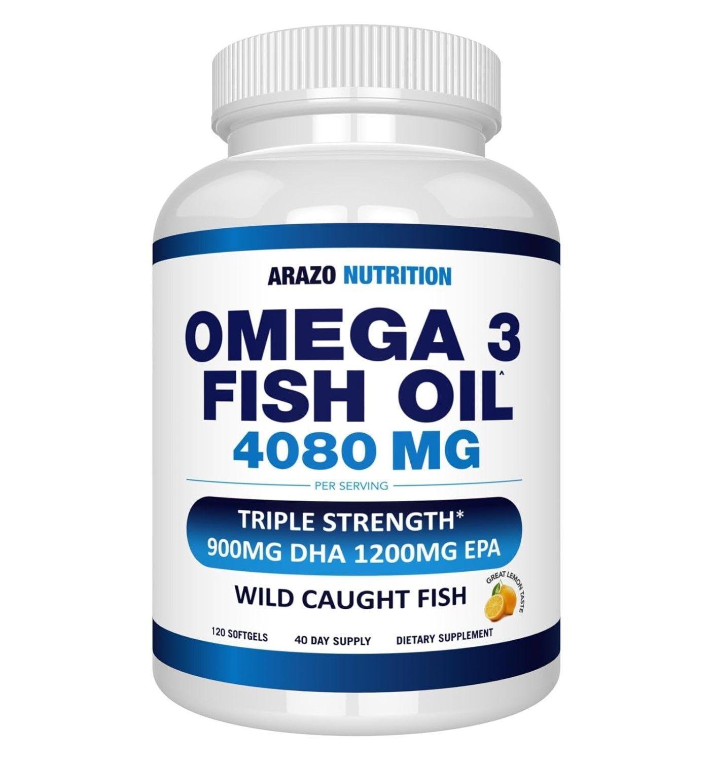 Arazo Nutrition Omega 3 Dha/Epa Fish Oil 4080mg Aceite de Pescado 120 gelcaps-0