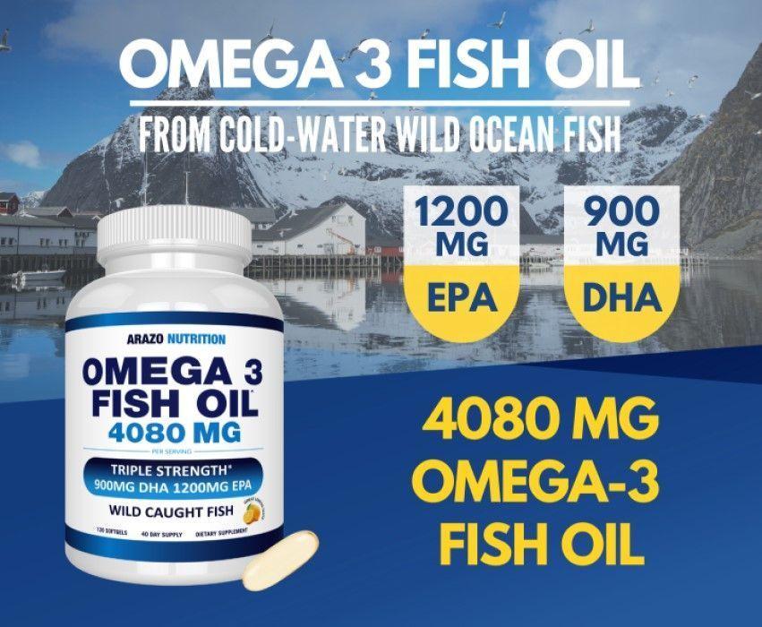 Arazo Nutrition Omega 3 Dha/Epa Fish Oil 4080mg Aceite de Pescado 120 gelcaps-2