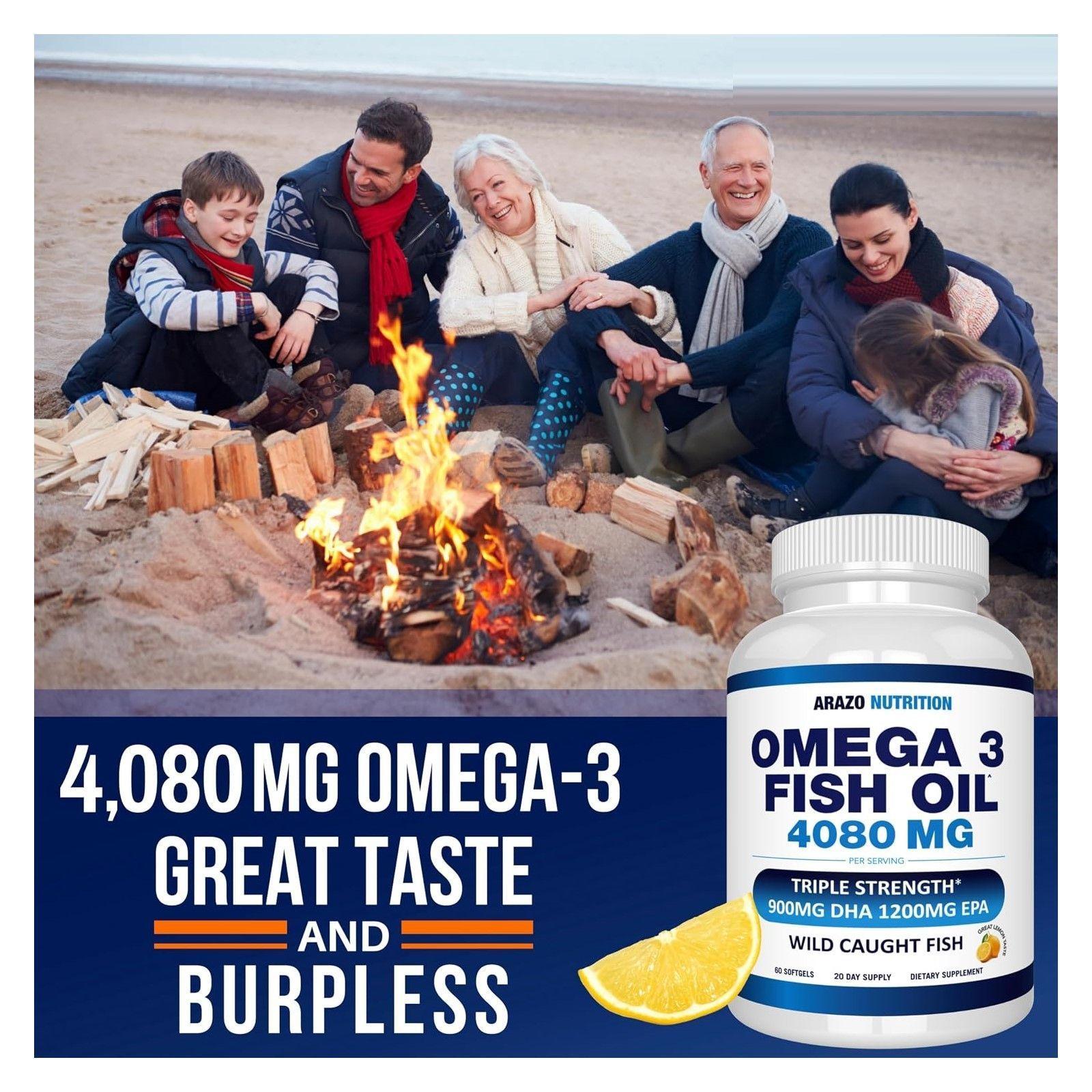 Arazo Nutrition Omega 3 Dha/Epa Fish Oil 4080mg Aceite de Pescado 120 gelcaps-4