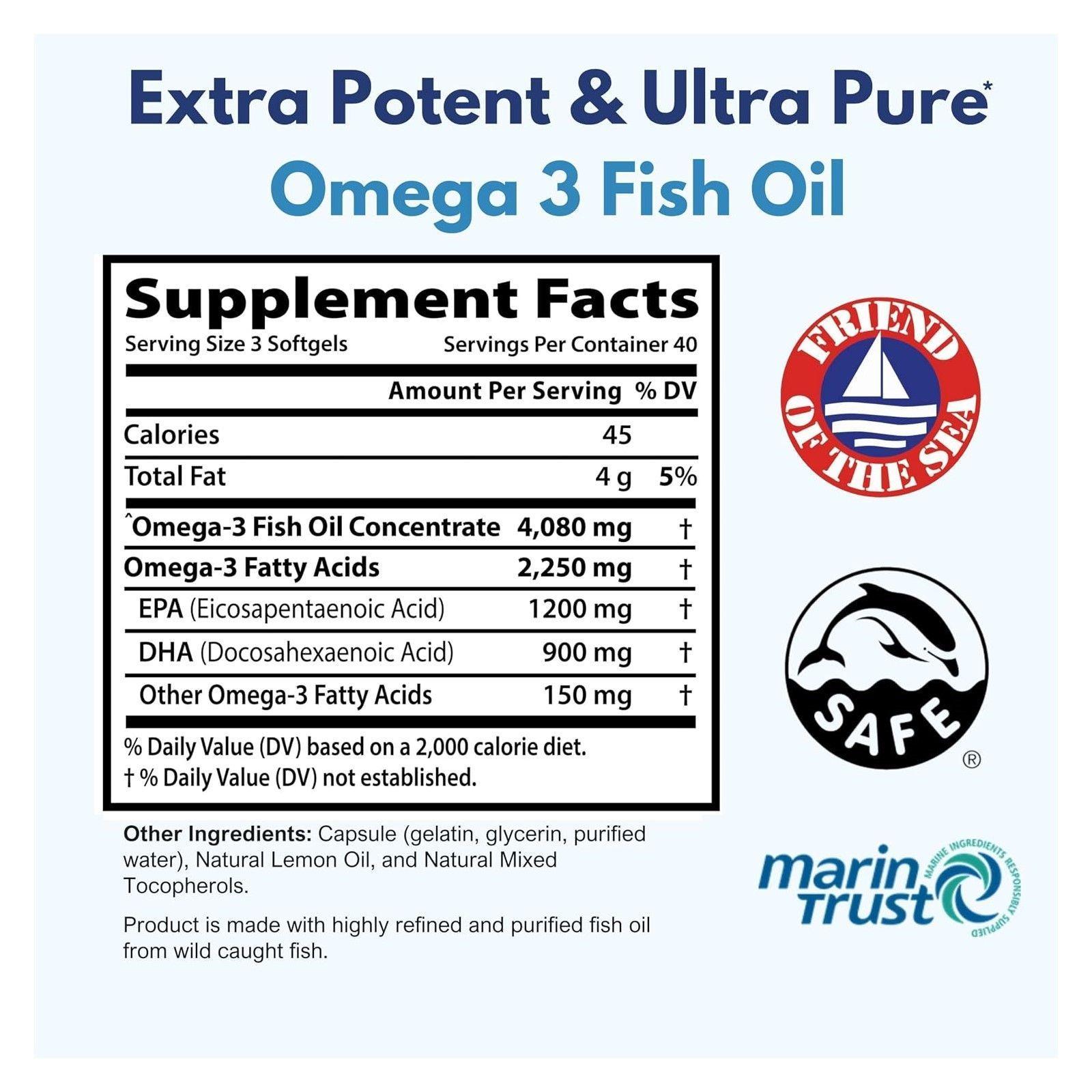 Arazo Nutrition Omega 3 Dha/Epa Fish Oil 4080mg Aceite de Pescado 120 gelcaps-5