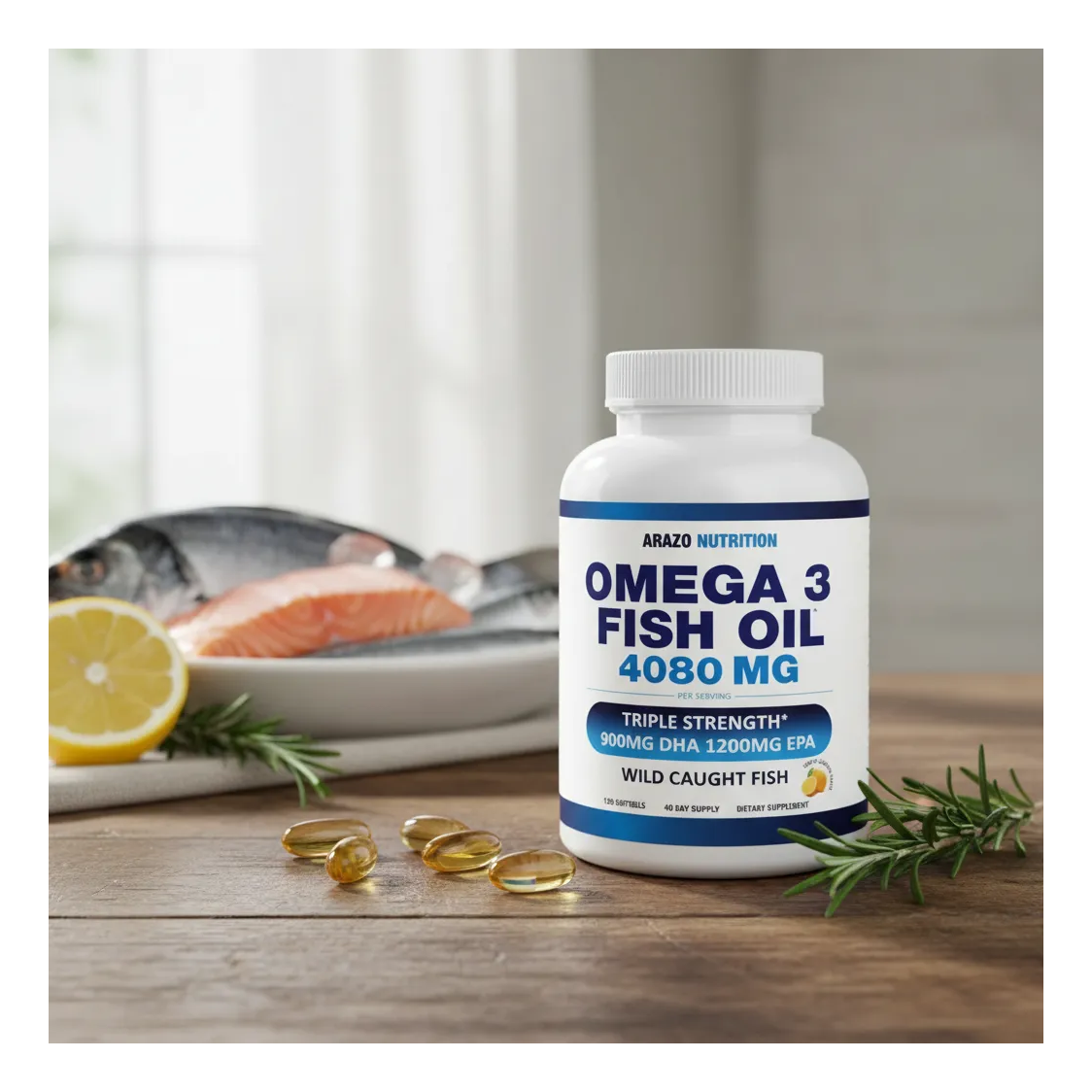 Arazo Nutrition Omega 3 Dha/Epa Fish Oil 4080mg Aceite de Pescado 120 gelcaps-6