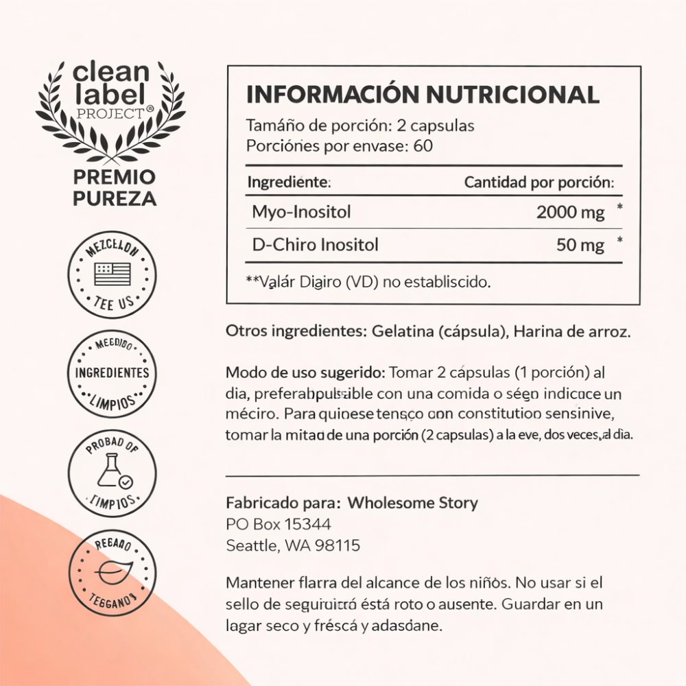 Wholesome Story Myo-inositol D-chiro Inositol 40:1 2000mg 120 caps-7