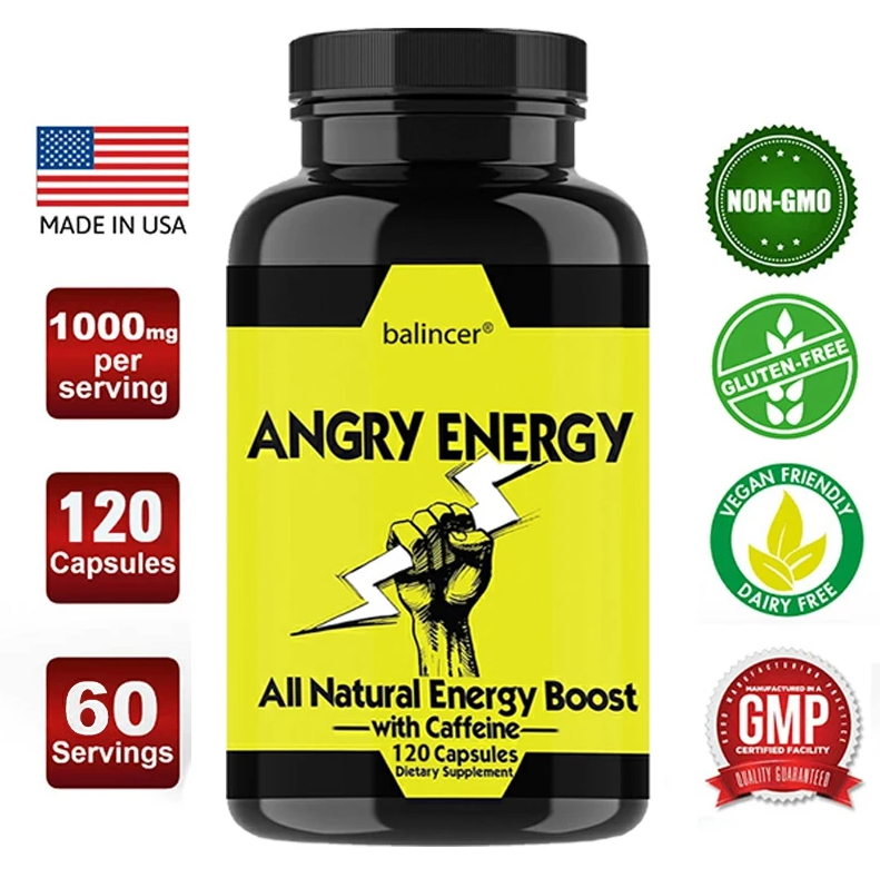 Angry Energy Quemador de Grasas Energizante Cafeina Guarana Ginseng 120 caps-3