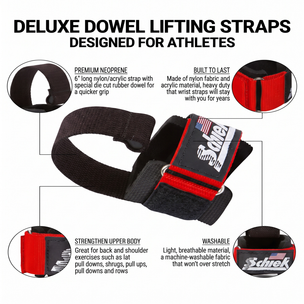 Agarres De Entrenamiento Pesas Schiek Dowel Lifting Straps  MODEL 1000-DLS -2