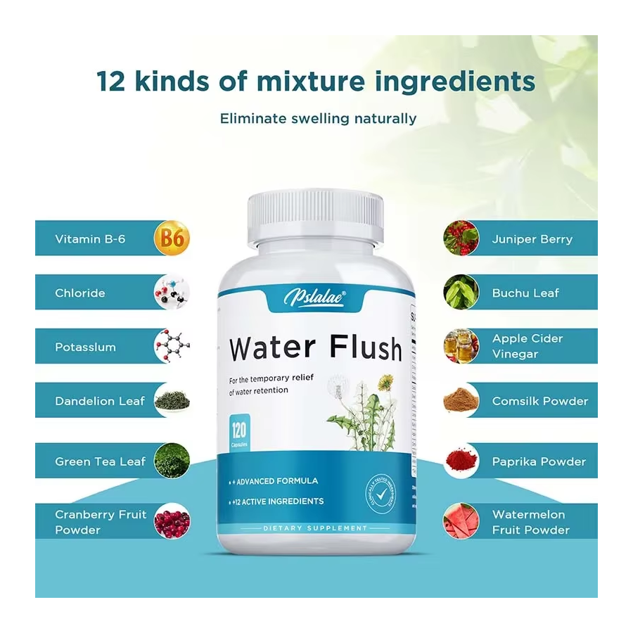 Pslalae Alivio De La Hinchazon Water Flush Elimina Retencion Liquido 120 caps-3