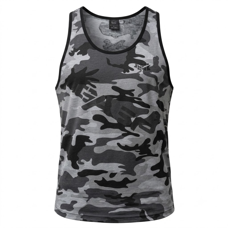Gasp Polera Sin Mangas Musculosa Gym Vintage T-back Talla S Camo Gris-0