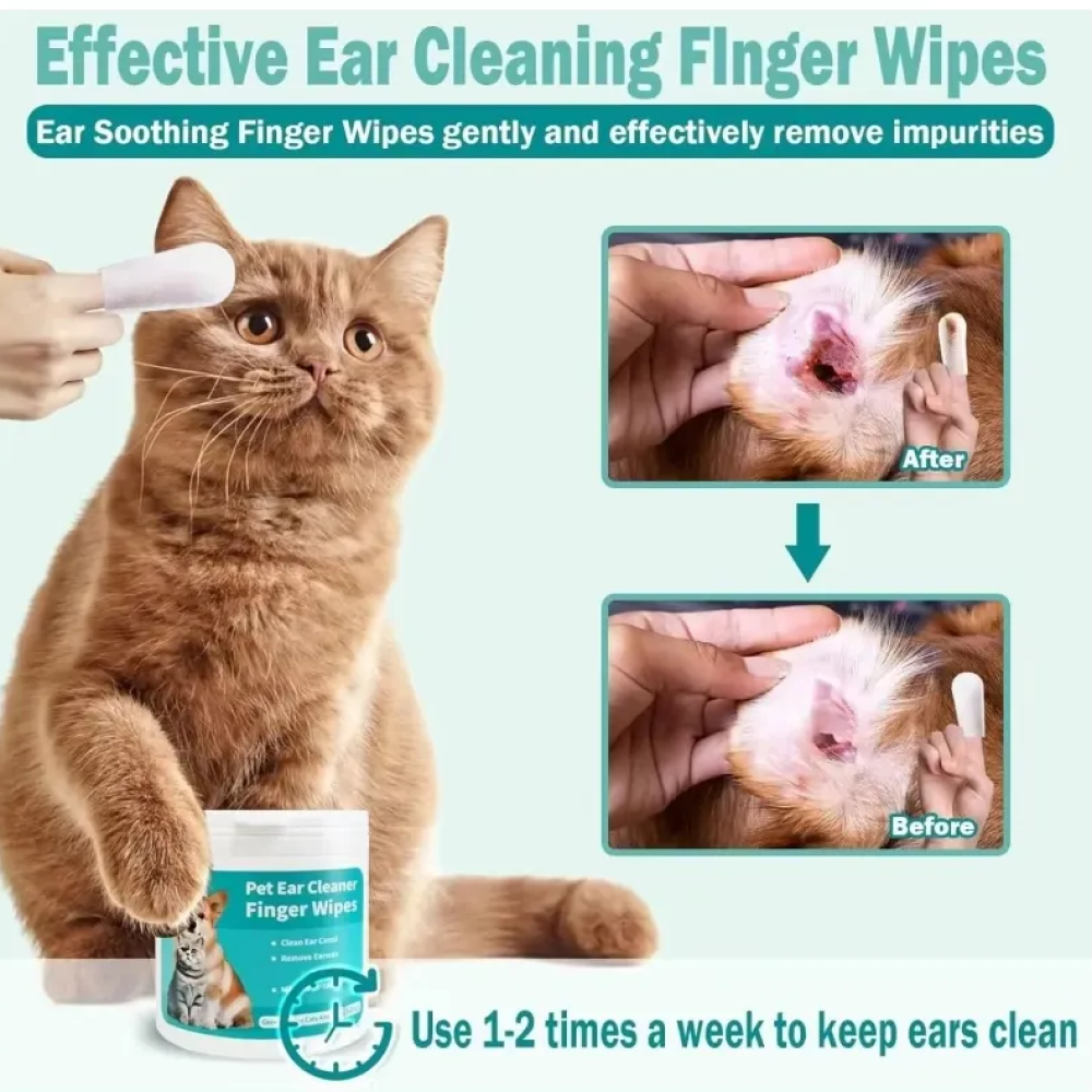 Pet Ear Wipes Toallitas Limpiadoras Oidos Perros Gatos 50 un-3