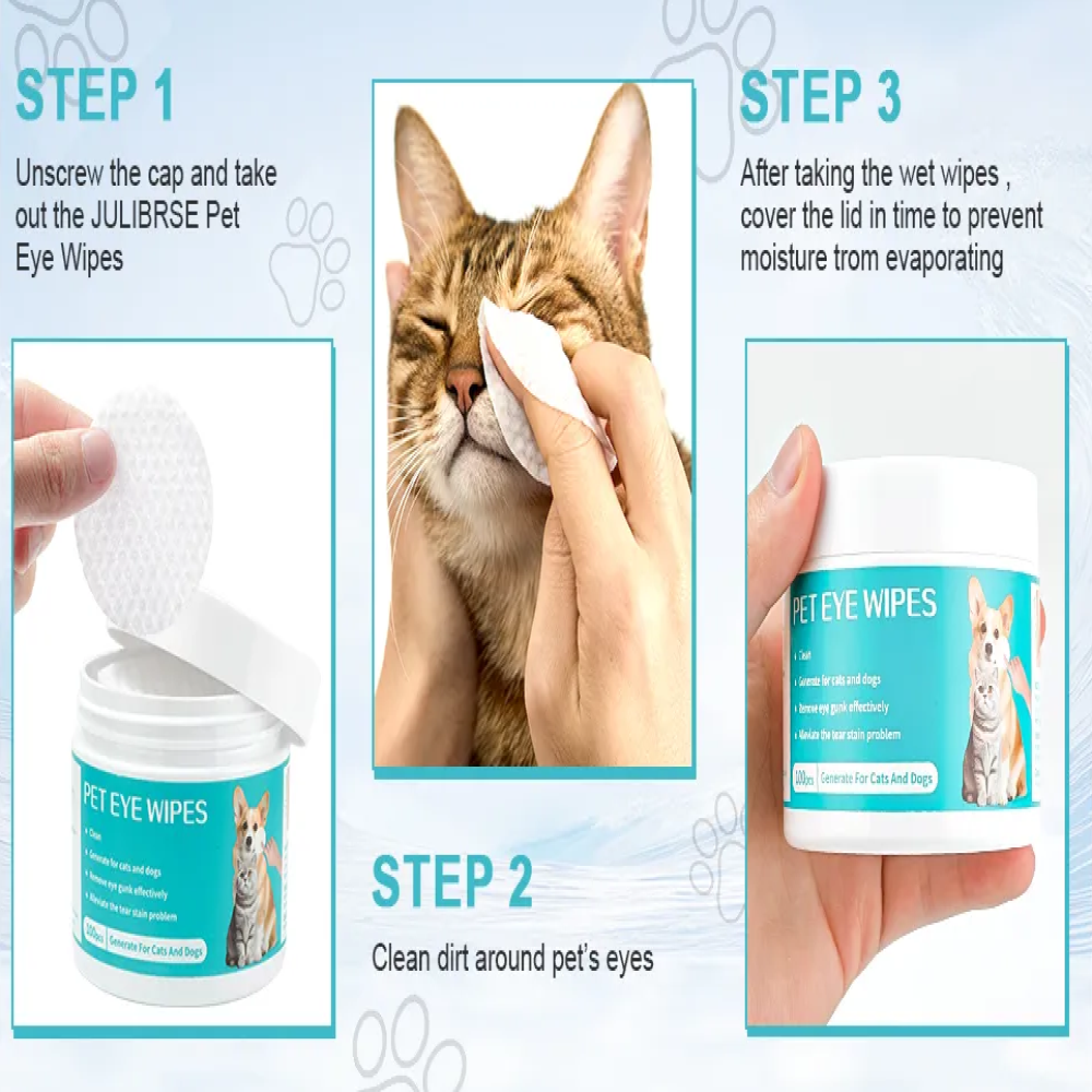 Pet Eye Wipes Toallitas Limpiadoras Ojos Perros Gatos 100 Un-2