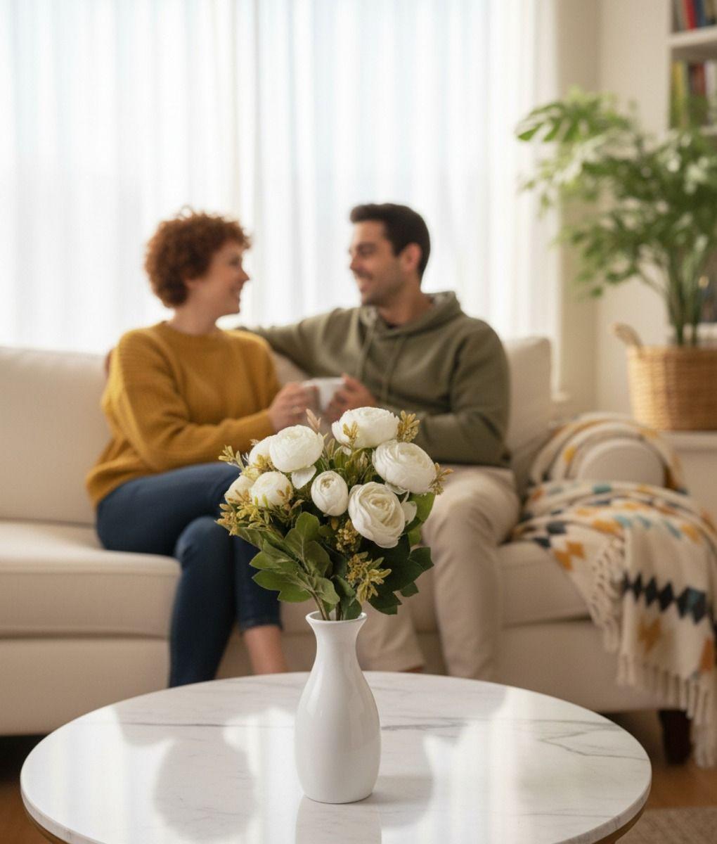 Set 3 Ramo Flores Artificiales Peonías Capullos Adorno Jhn-5