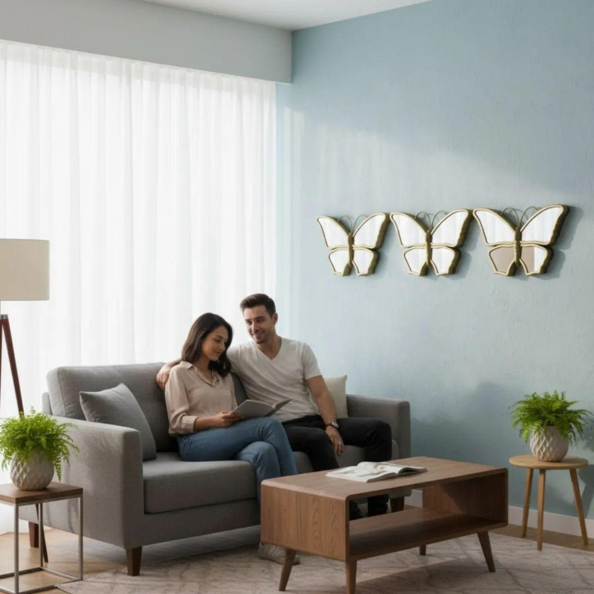 Set 3 Espejo Pared Mariposas Decorativas Arte Relieve Jhn-3