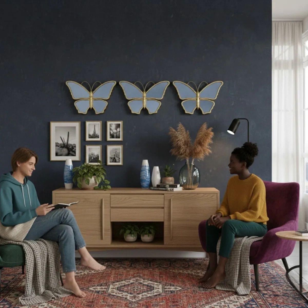 Set 3 Espejo Pared Mariposas Decorativas Arte Relieve Jhn-4