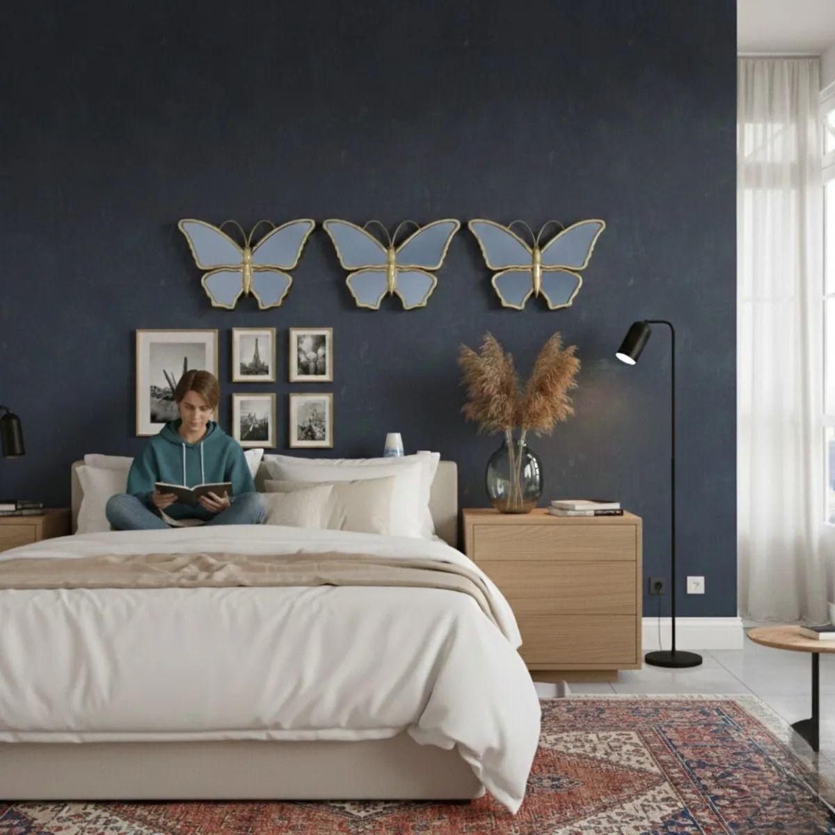 Set 3 Espejo Pared Mariposas Decorativas Arte Relieve Jhn-5