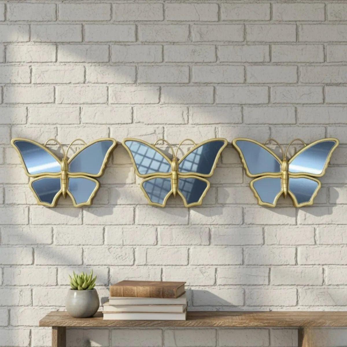 Set 3 Espejo Pared Mariposas Decorativas Arte Relieve Jhn-8