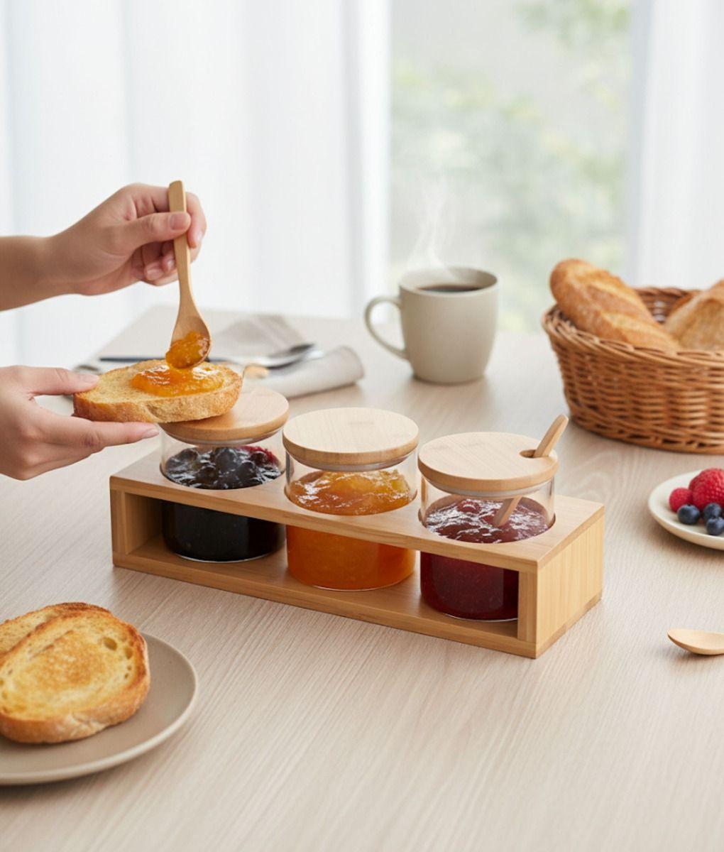 Juego Recipiente Tapa Contenedor Soporte Organizador Jhn-2