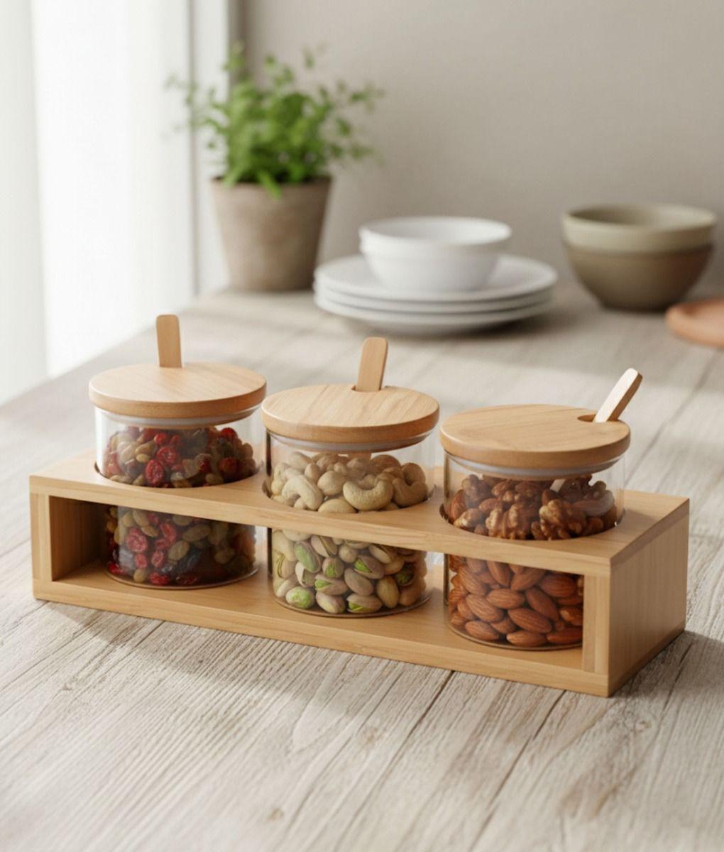 Juego Recipiente Tapa Contenedor Soporte Organizador Jhn-6