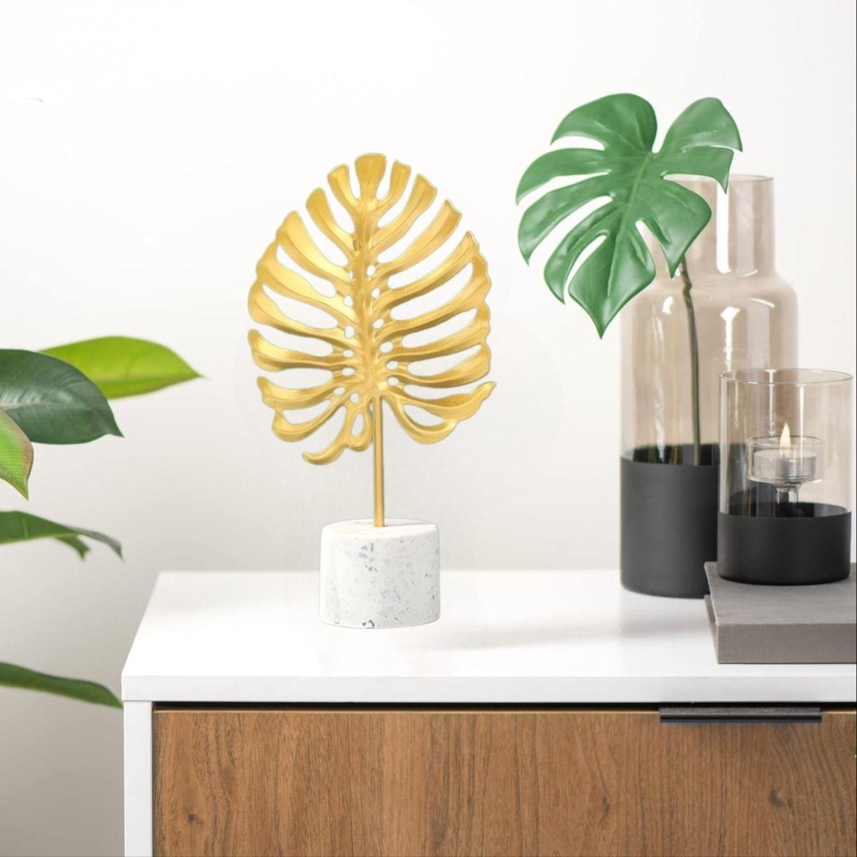 Set de 2 Figura Hoja Escultura Decoración Moderna Jhn-5