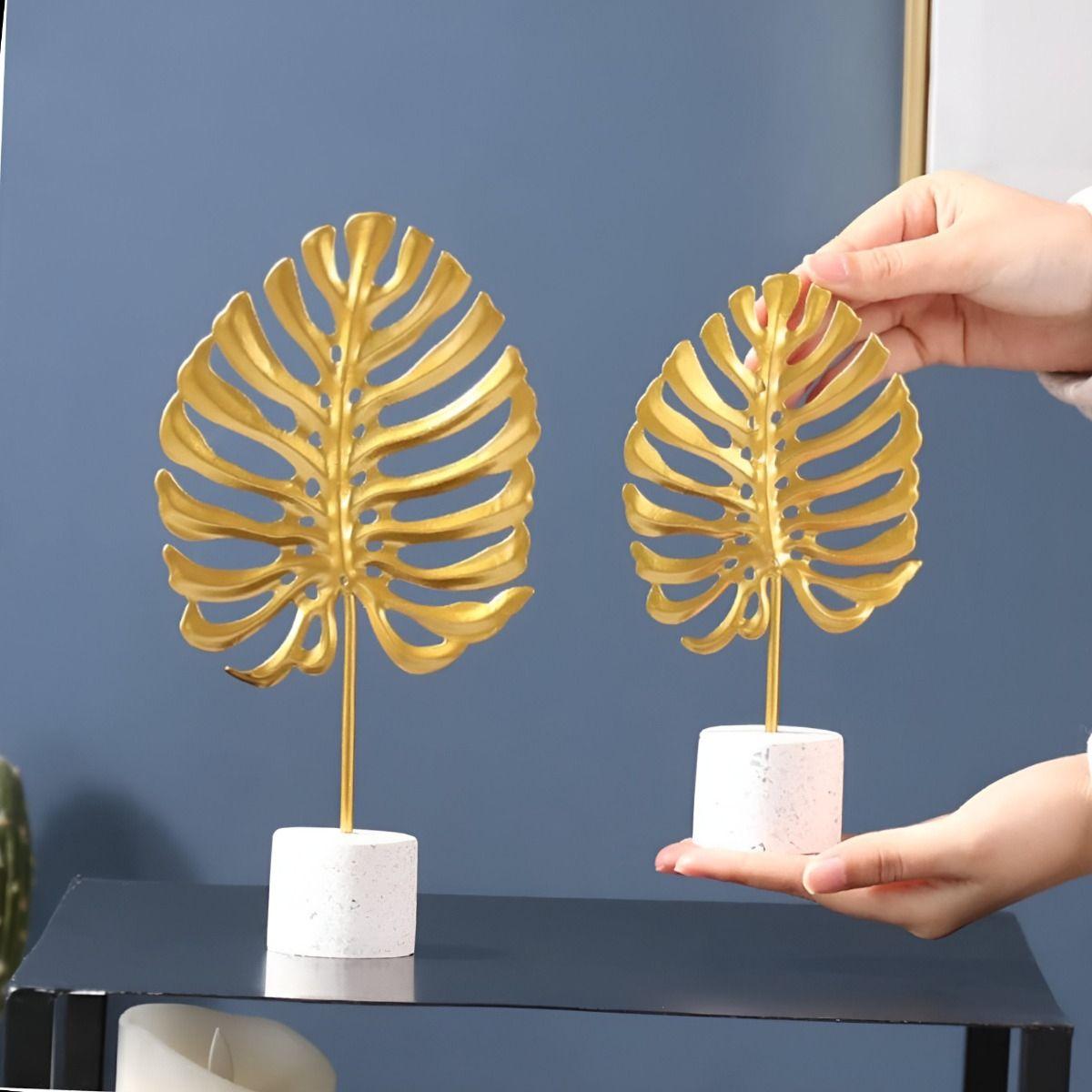 Set de 2 Figura Hoja Escultura Decoración Moderna Jhn-6