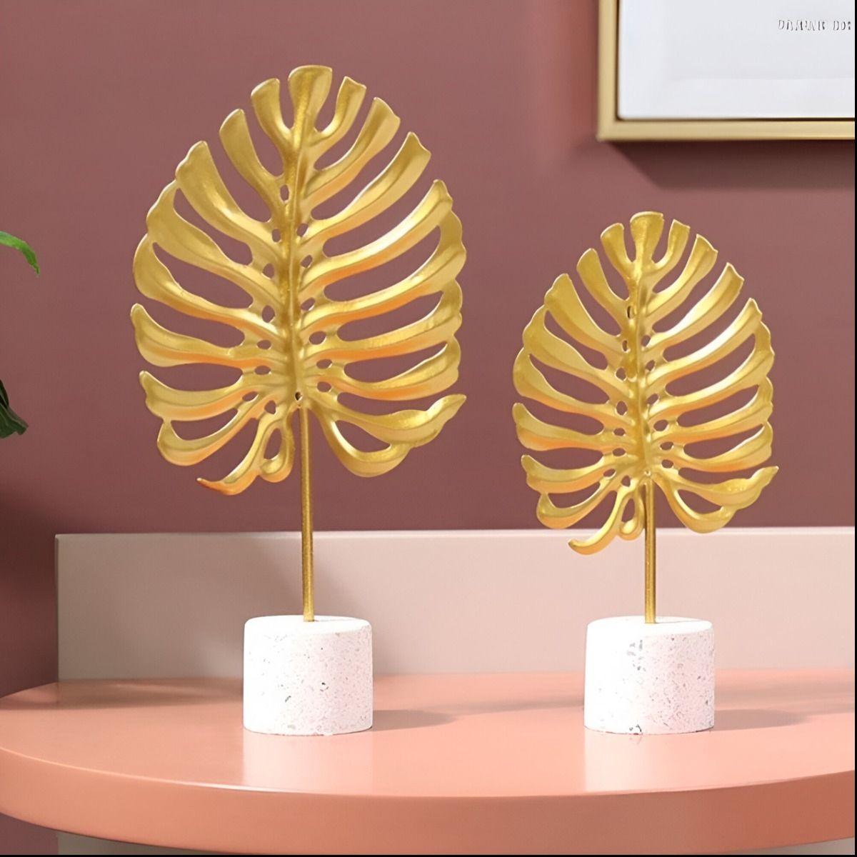 Set de 2 Figura Hoja Escultura Decoración Moderna Jhn-7