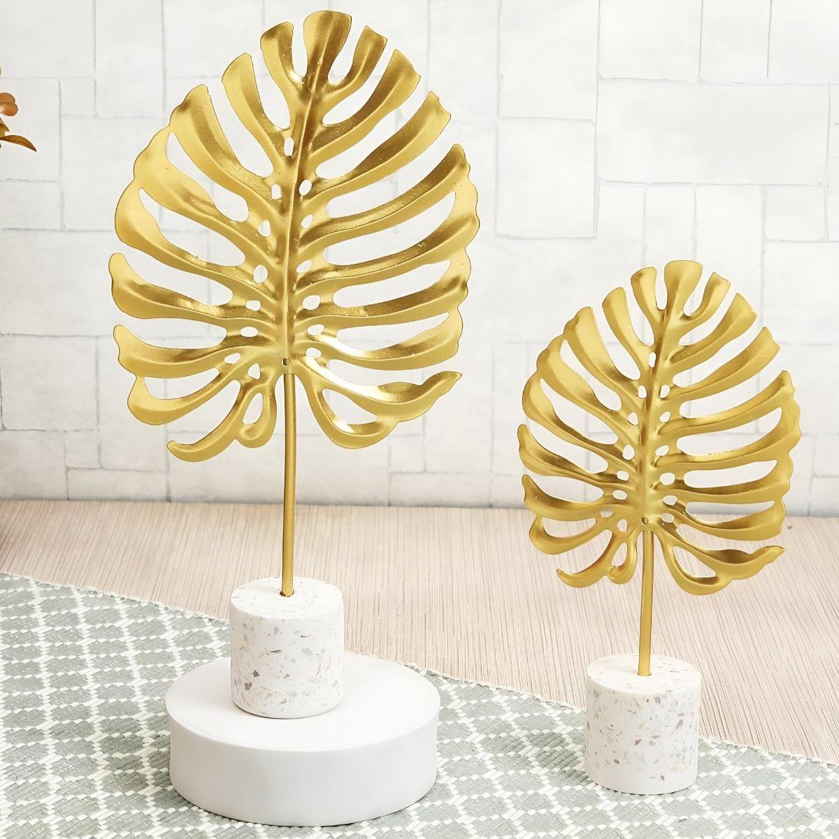 Set de 2 Figura Hoja Escultura Decoración Moderna Jhn-8