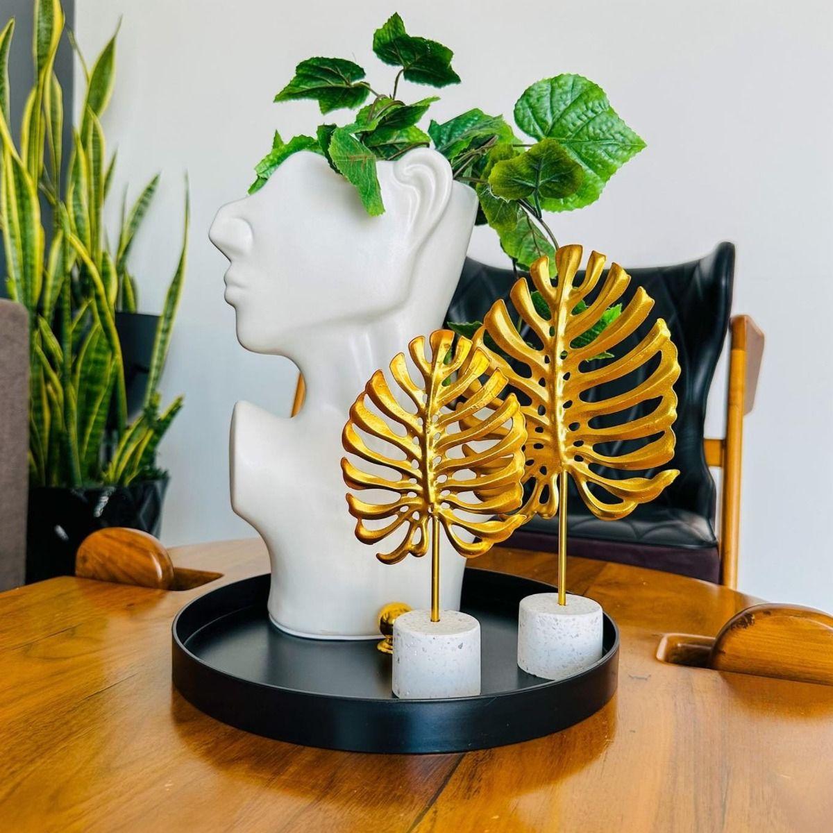 Set de 2 Figura Hoja Escultura Decoración Moderna Jhn-9