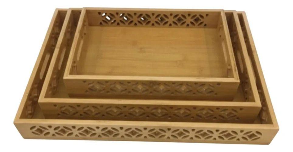 Set 3 Bandeja Servicio Decorativa Detalles Calados Hogar Jhn-1