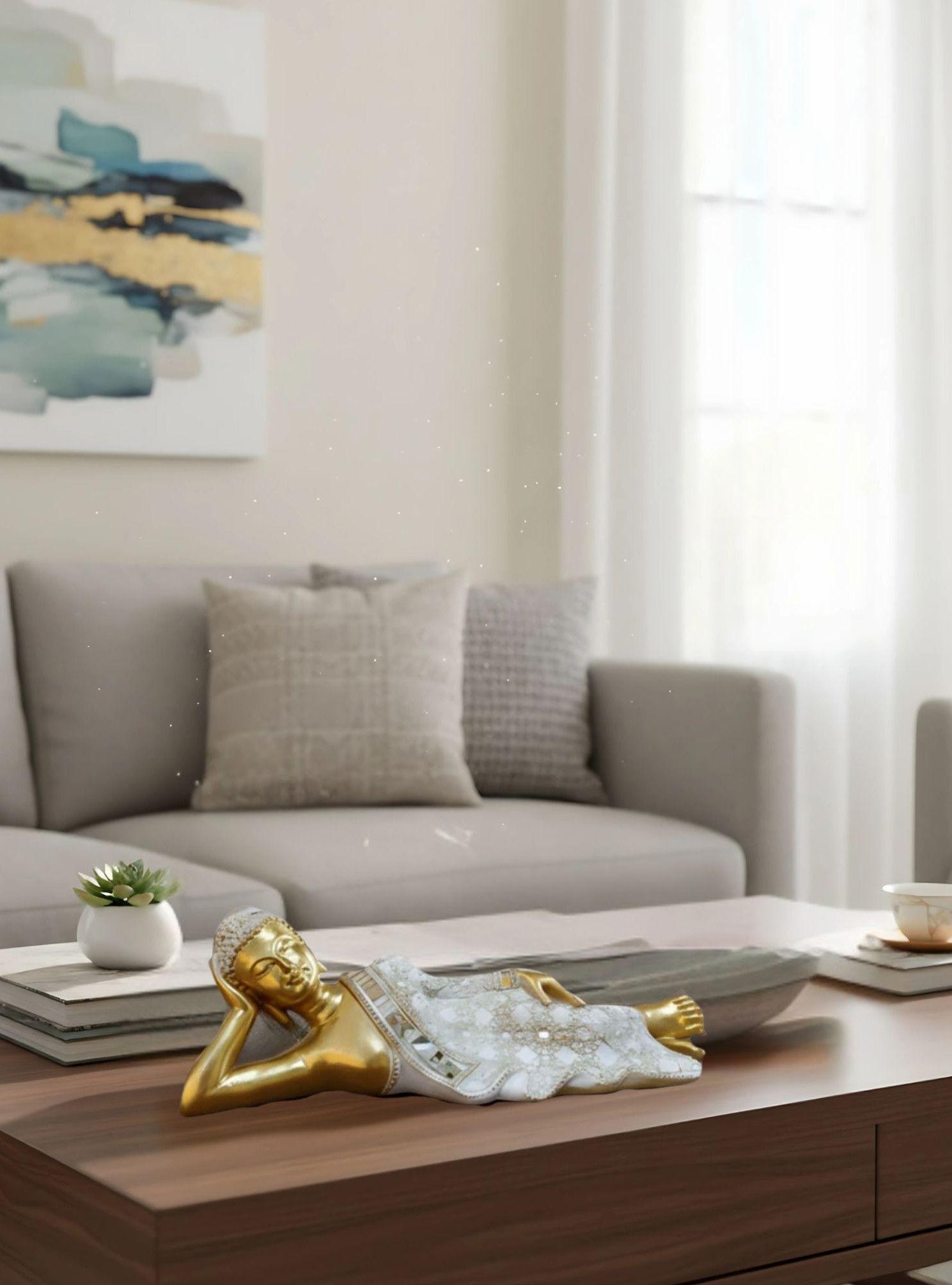 Figura Decorativa Estatua Buda Acostado Meditación Jhn-6