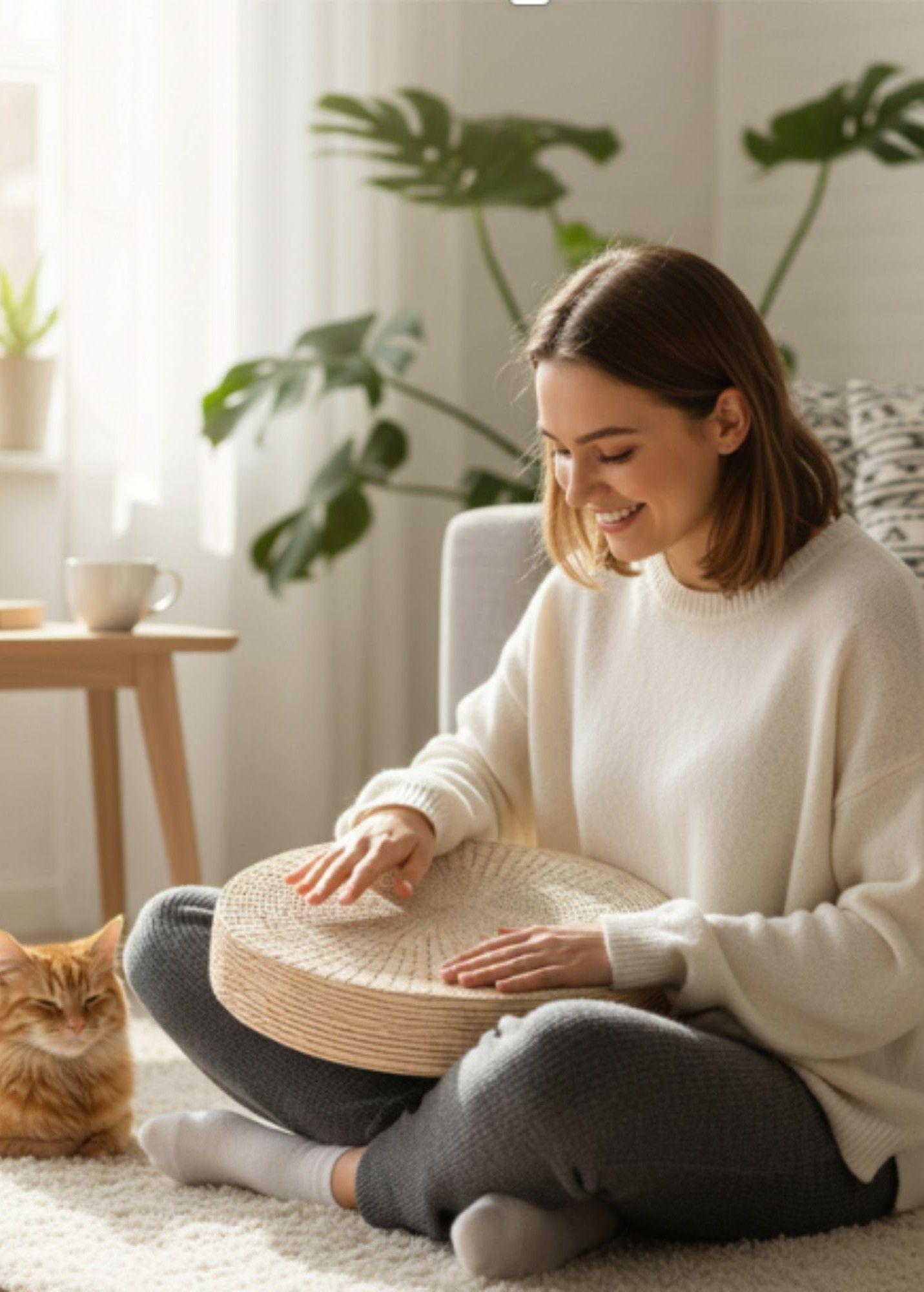 Cojín Decorativo Multifuncional Redondo Natural Yoga Jhn-3