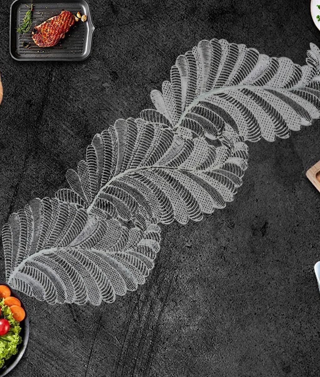 Camino Mesa Decorativo Diseño Hojas Calado Texturizado Jhn-7