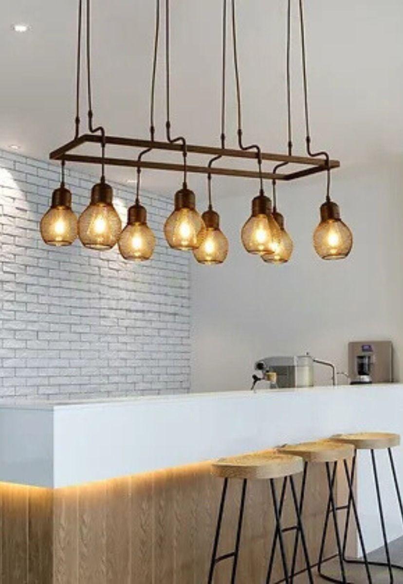 Lámpara Colgante Techo Industrial Vintage 8 Luces Jhn-2