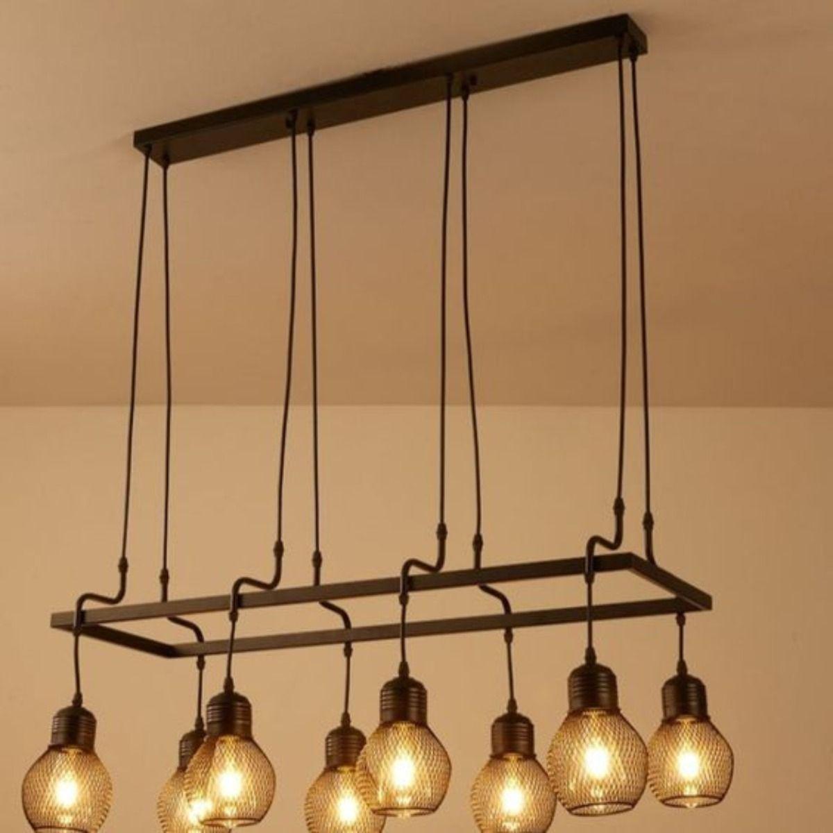 Lámpara Colgante Techo Industrial Vintage 8 Luces Jhn-9