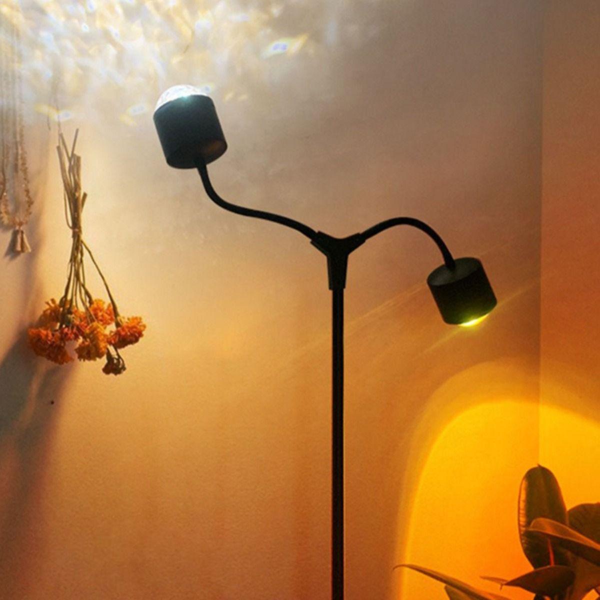 Lámpara Pie Ondas dinámicas Puesta de sol LED Doble cabezal-5