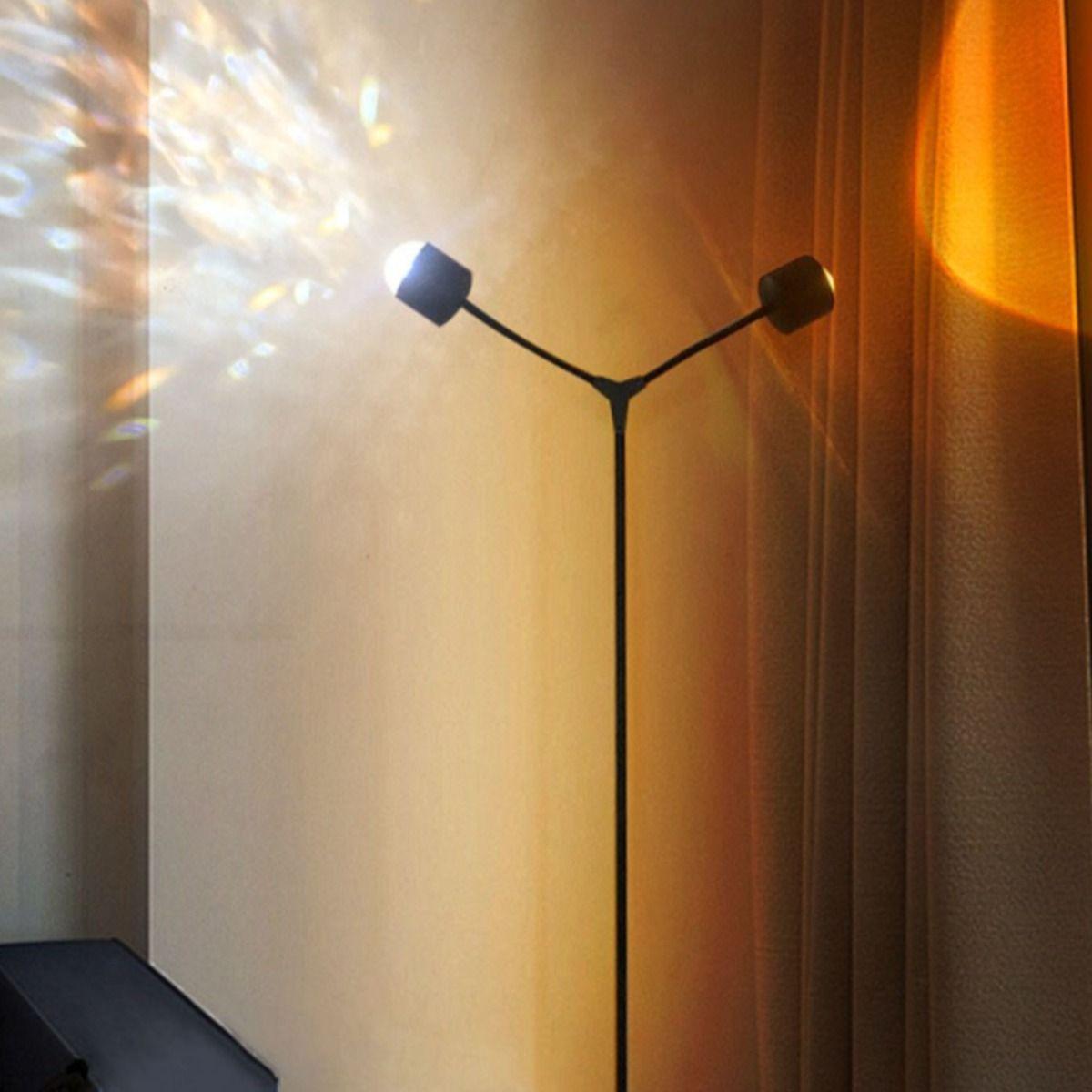 Lámpara Pie Ondas dinámicas Puesta de sol LED Doble cabezal-6
