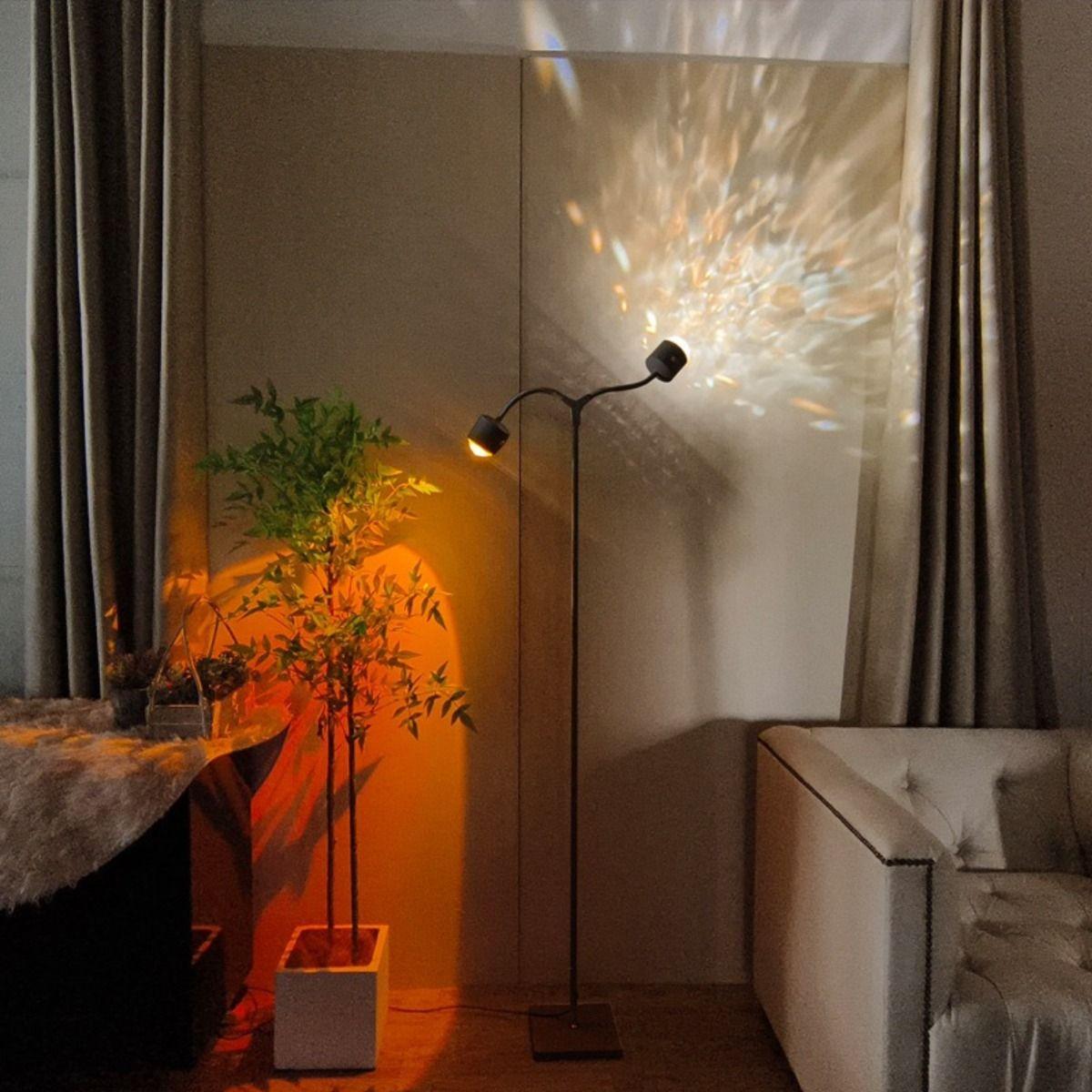 Lámpara Pie Ondas dinámicas Puesta de sol LED Doble cabezal-7